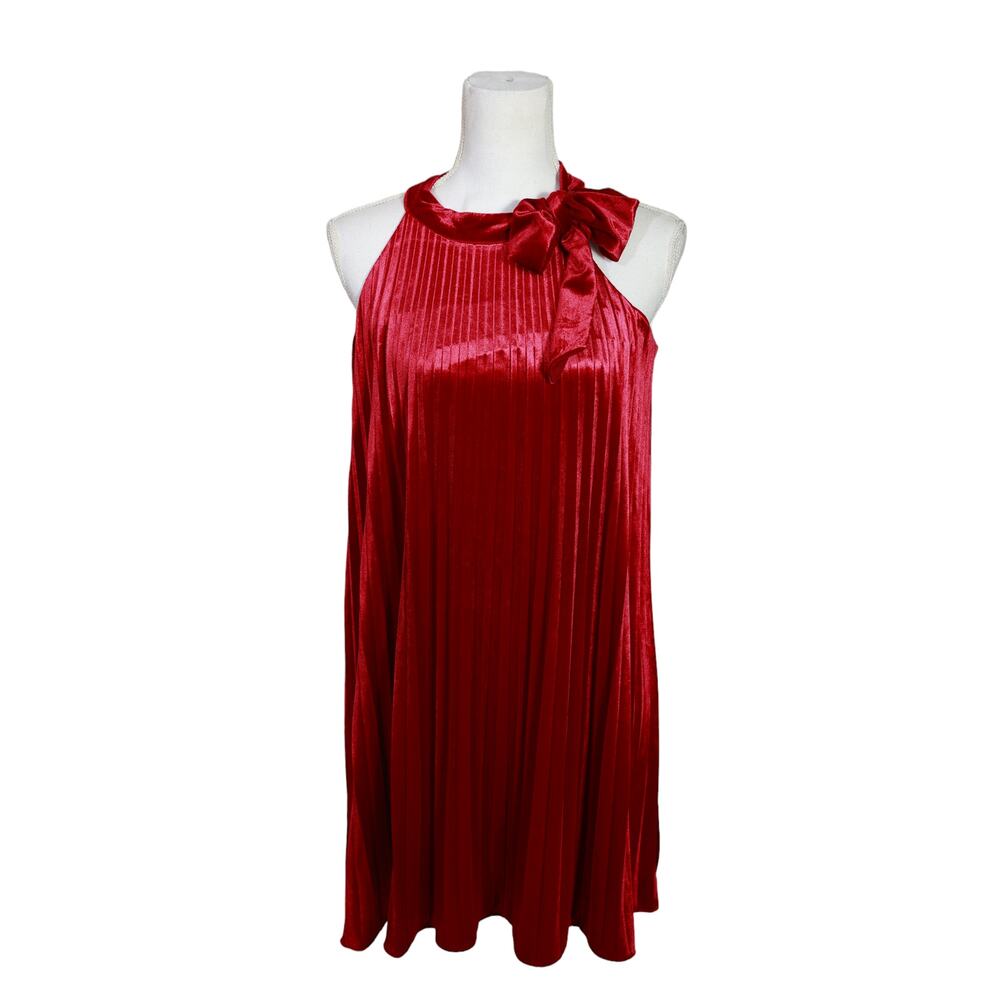 GB Girls Size XL Crushed Red Velvet sleeveless dress pleated NWT